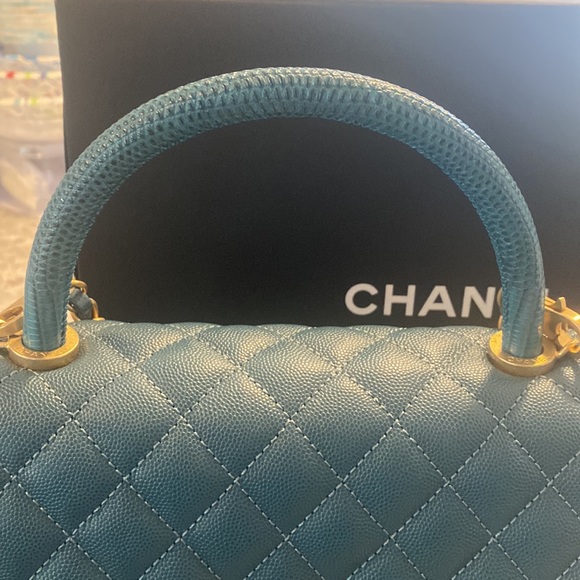 Chanel teal caviar flapbag coco handle - Picture 3 of 12